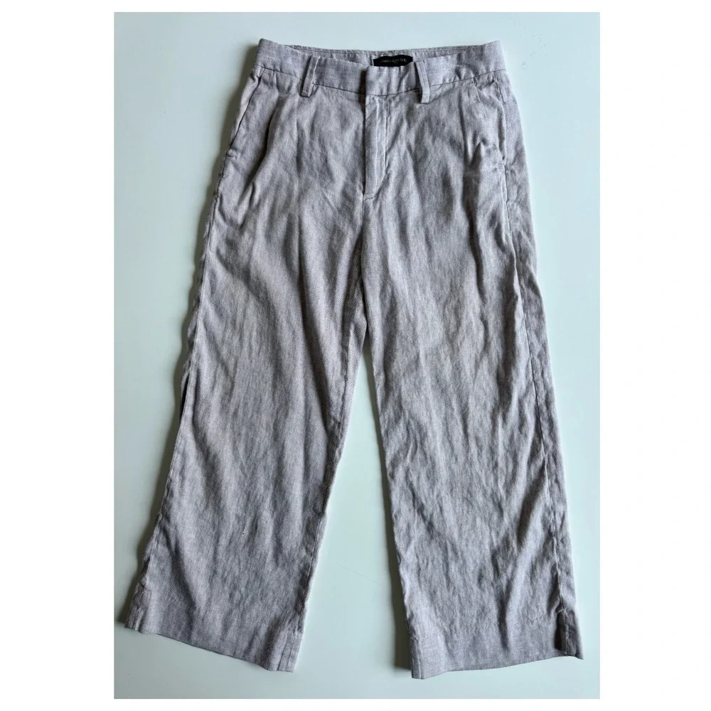 BANANA REPUBLIC Slim Wide-Leg Linen Cotton Cropped Pant Womens‎ 4